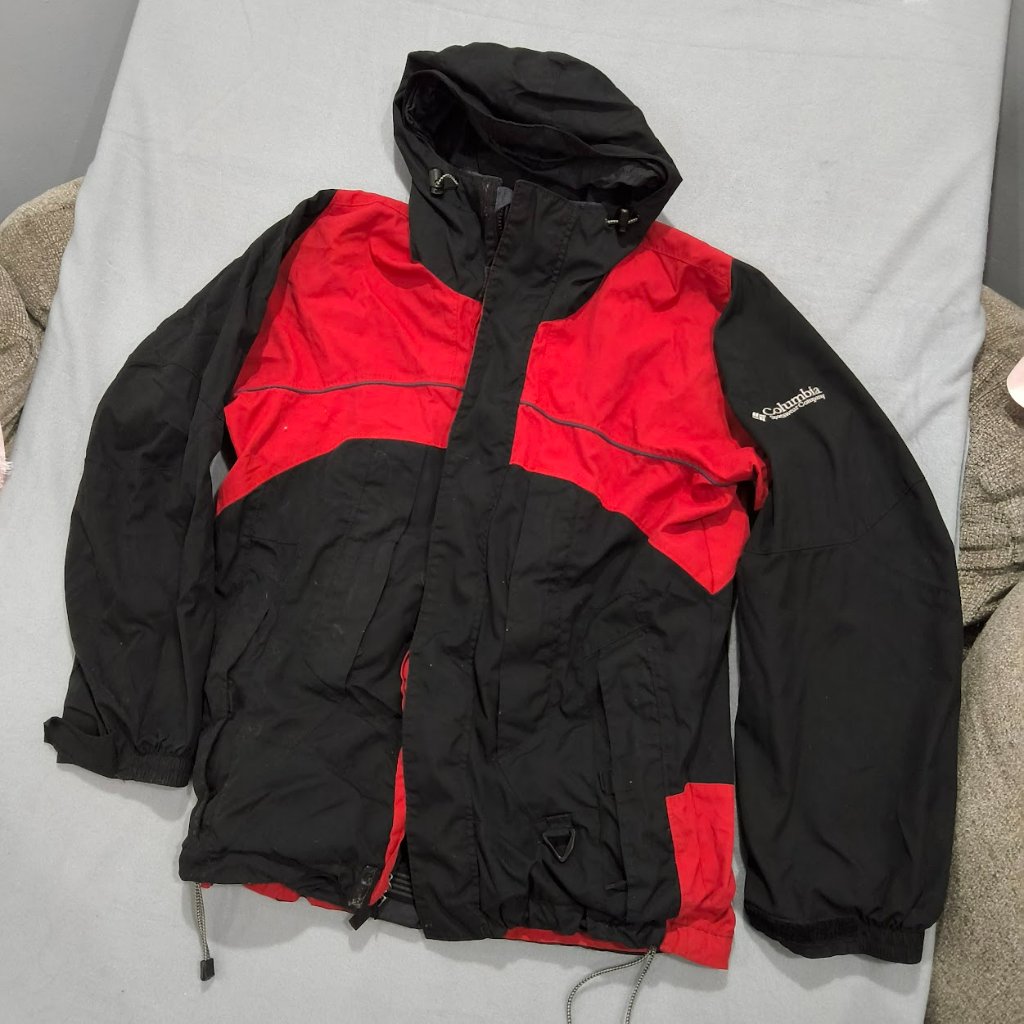 Columbia Sportswear Interchange Jacket Men's Small Black Red Winter Coat Hooded